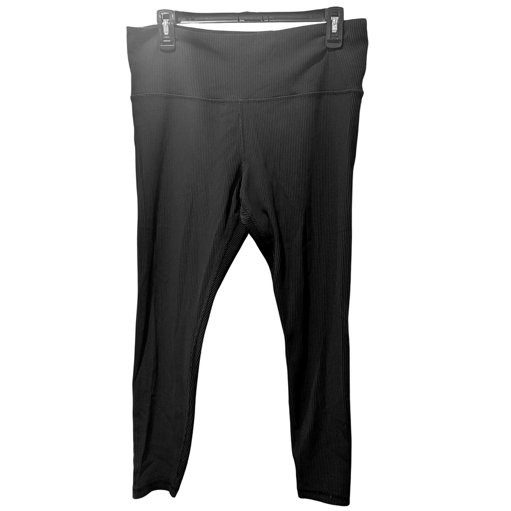 Athleta Elation Rib Tight Leggings Cotele XL Black High Rise Yoga‎ Pants Ribbed